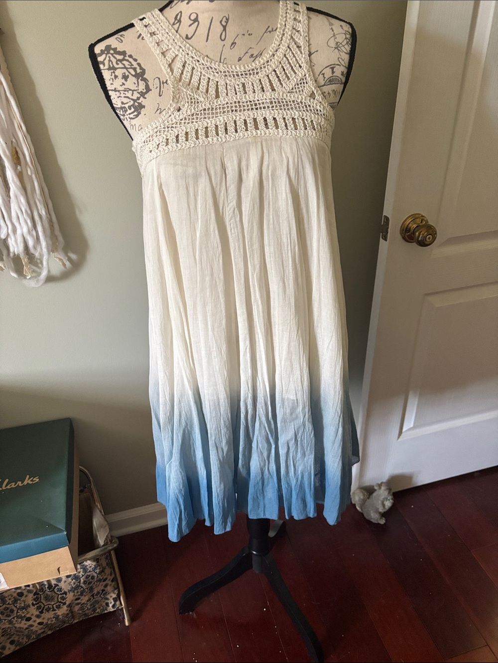 EARTHBOUND Cream Crochet Yoke Sundress